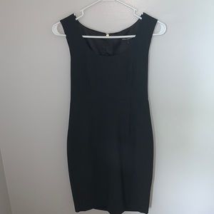 Express black pin strip pencil dress